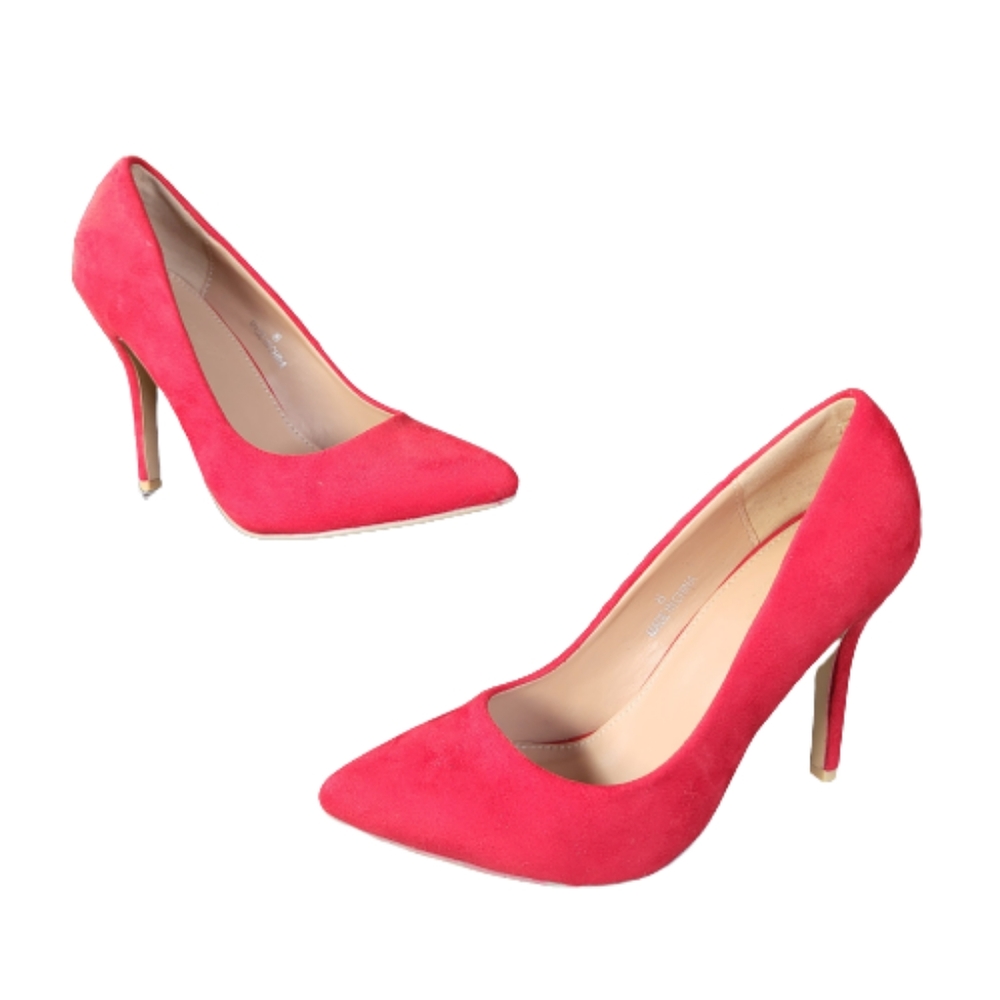 Classic Red Suede Women's Heel Pointed Pump 4 inches Heels